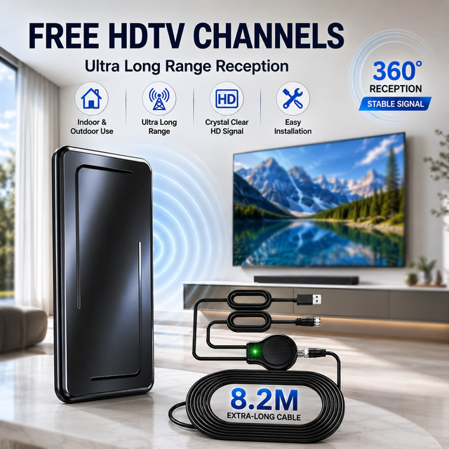 Indoor Outdoor Weatherproof Digital TV Antenna for Local Free Channels ASTC3.0 DVB-T HD TV Antenna with Amplifier