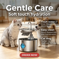 Fontaine à eau pour animaux de compagnie à grande capacité 3,2 L en acier inoxydable avec circulation d'eau et filtre automatique pour chats et petits chiens