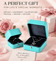 Boîte à bijoux carrée en cuir PU bleu clair avec doublure en velours doux et fermeture à pression JMjermyn JM-028BS pour l'affichage et les cadeaux de bijoux