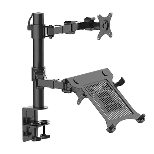 Desktop Laptop Mount & Monitor Mount LCD Arm Desk Stand Fit for 10"-30" Monitor 10"-15.6" Laptop Max Support 10KG Weight Per Arm