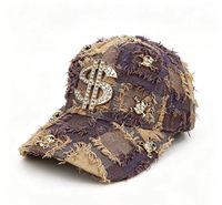 Casquette de baseball en jean déchiré populaire avec motif dollar, personnalisable multicolore