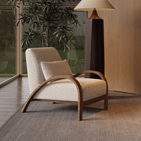 Sillón de Lana de Cordero Estilo Japonés Wabi-Sabi, Suave y Crema, para Sala de Estar, Dormitorio, Balcón y Ocio