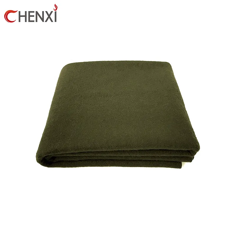 High Quality Factory Price Olive Green Warm 80% Wool Blanket Rectangular Wool Blanket