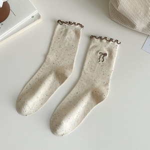 Calcetines de Algodón Transpirables para Niñas, con Lazo y Volantes, Diseño de Primavera, para la Escuela, Uso Diario, con Bordado Personalizado - Product Image 6