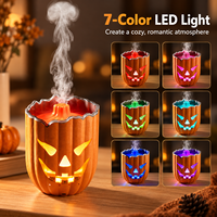 Diffuseur d'huiles essentielles en forme de citrouille mignonne pour Halloween, 300 ml, humidificateur d'air USB avec 7 couleurs