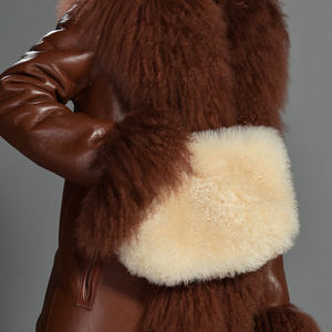 Популярная женская сумка-клатч Jxwatcher из натурального меха овчины, на плечо, из плюша, из натурального меха ягненка - Product Image 1