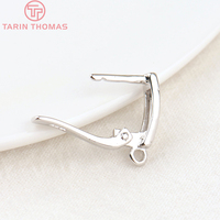 Vente en gros de fermoirs de boucles d'oreilles en laiton couleur or 24 carats en forme de U avec trou de suspension, accessoires de fabrication de bijoux DIY de haute qualité