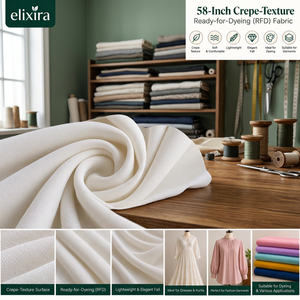 ผ้าเครปเนื้อสัมผัสพิเศษขนาด 58 นิ้ว พร้อมสำหรับการย้อมสี วัสดุสิ่งทอคุณภาพสูงสำหรับการผลิตเสื้อผ้าแฟชั่นและเครื่องแต่งกายตามสั่ง - Product Image 3