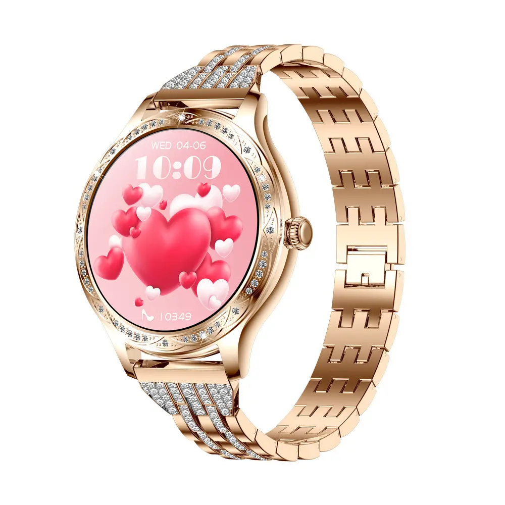 Mode Luxus Dame Smart Watch Ak60 New 1,27 Zoll Diamant 2024 BT Call Frauen KI Wähler IP67 Daift Reloj Sport Tragbare Geräte