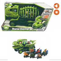 Camion porte-squelettes de dinosaures en plastique avec lumières et sons, et 6 mini-dinosaures à rétrofriction pour enfants de 2,5 mois à 12 ans