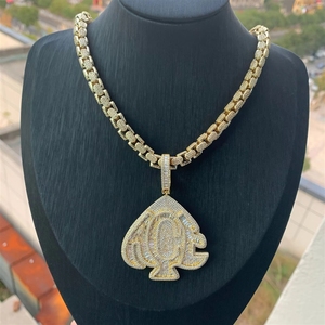 Collar con colgante de letra inglesa New Heart de cobre, estilo Hip Hop, para hombre, venta al por mayor, para comercio exterior europeo-americano - Product Image 3