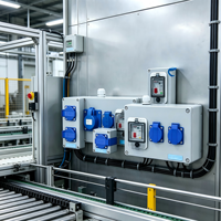Boîte de distribution d'alimentation industrielle en cuivre ABS étanche IP67, 220V 16A, 5 prises, interrupteur de maintenance portable, utilisation en intérieur