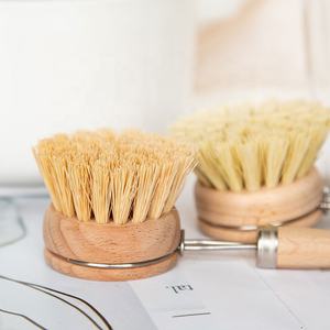 Gloway2仕様ロゴ環境にやさしいサイザル麻繊維ウッドポットブラシナチュラルキッチン木製ディッシュポット洗浄ブラシ交換用ヘッド付き - Product Image 5
