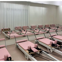 Machine de Pilates pliable légère et réglable en hauteur, en alliage d'aluminium de qualité supérieure, rose