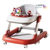 Marche-bébé pliable en plastique avec fonctions d'apprentissage pour passer du siège au debout, design multifonctionnel à 4 roues pour les bébés de 6 à 18 mois