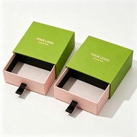 Boîte cadeau de gros pour bijoux, emballage personnalisé en velours pour bagues, boîte à bijoux avec logo, boîte à boucles d'oreilles à tiroir coulissant