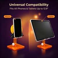 Support de téléphone portable pliable et réglable en acrylique orange citrouille d'Halloween mignon, commande en gros, logo personnalisé OEM