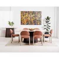 Nouvel ensemble de table à manger en pierre, style français ovale moderne pour petit appartement, chaise incluse