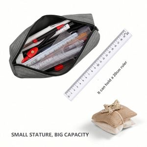 High Quality Portable Washable Canvas <b>Black</b> Gray <b>Mini</b> Pencil case Pouch Pen <b>Bag</b> for Students School Supplies - Product Image 3