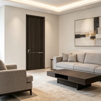 Puertas Interiores Residenciales Modernas de Apertura Lateral de Polímero con Detalles Decorativos, Color Personalizable y Bisagras para Puertas y Ventanas