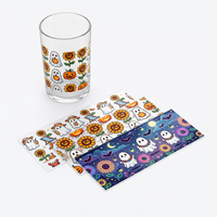 Paquete de Pegatinas de Cristal Autoadhesivas Universales para Múltiples Superficies, con Diseños Variados de Dibujos Animados UV, para Vasos y Tazas, al por Mayor