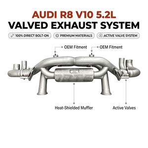 Vortex Stainless Steel Valved Catback <b>Exhaust</b> for Audi R8 V10 5.2L with Heat Shield <b>Silencer</b> Dual Outlets Pipeline Mod U - Product Image 1