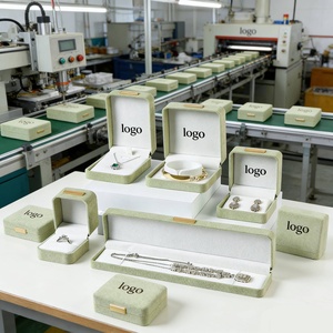 Factory Direct Sage Green Velvet Ring Necklace Box, Wholesale Luxury Jewelry Box, Custom Logo Available - Product Image 2