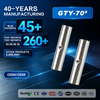Terminal de compresión de cobre serie GTY-70 para aplicaciones automotrices, funda de extremo de cable, fundas de empalme recto, férula