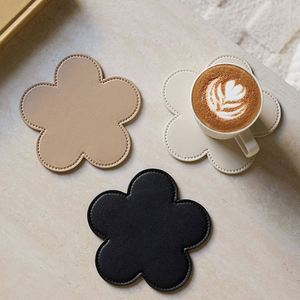 Flower Shaped Leather Coaster Double Sides Insulated Cup Mat Coffee Tea Non-Slip <b>Table</b> <b>Protector</b> for Home Office - Product Image 4