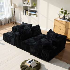 Ensemble de canapés modulaires en forme de U, design moderne minimaliste en velours côtelé, aucun assemblage requis, confortable pour appartement et hôtel - Product Image 2