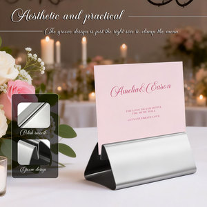 2026 Small Stainless Steel Customized Shape Vintage Mini Table Number Holders Place <strong>Card</strong> Holder <strong>Name</strong> <strong>Card</strong> Display Stand <strong>Wedding</strong> - Product Image 4