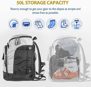 Échantillon gratuit Sac à chaussures de ski imperméable 60L Sac à chaussures de ski imperméable pour voyage en avion Sac à dos pour casque Sac à ski personnalisé - Product Image 2