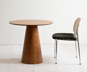 Wholesale Factory Indoor Furniture Dia80cm Modern Design MDF WITH <strong>OAK</strong> VENEER <strong>Top</strong> Timber Wood Dining <strong>Table</strong> - Product Image 4