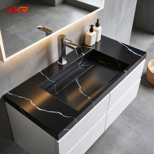Lavabo de Pared de Superficie Sólida de Acrílico Modificado con Patrón de Mármol KKR para Baño - Product Image 1