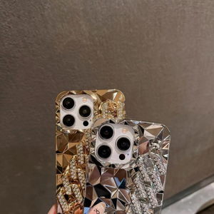 Ốp điện thoại hình thoi mạ vàng sang trọng, đính đá, có dây đeo, công nghệ mạ điện dành cho <span class=keywords><strong>iPhone</strong></span> X XR 11 11PM 12 13 14 15 - Product Image 5