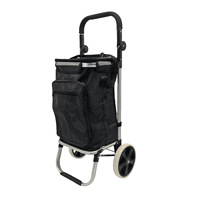 Chariot de courses pliable à deux roues en tissu Oxford, personnalisable en usine, style tendance, portable pour l'épicerie et le camping