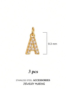 HB0377 Bestseller DIY Mini Lettre en Acier Inoxydable Zircon Pendentif Chaîne <span class=keywords><strong>O</strong></span> Femme 26 Lettres Combinaison Nom Bracelets Colliers - Product Image 6