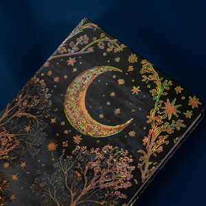 Diario con Copertina Rigida in Lamina d'Oro Luna, Pagine Interne a Colori 3D Pop-up, 256 Pagine, Fascia Decorativa, Quaderno Vintage con Motivo Forestale - Product Image 4