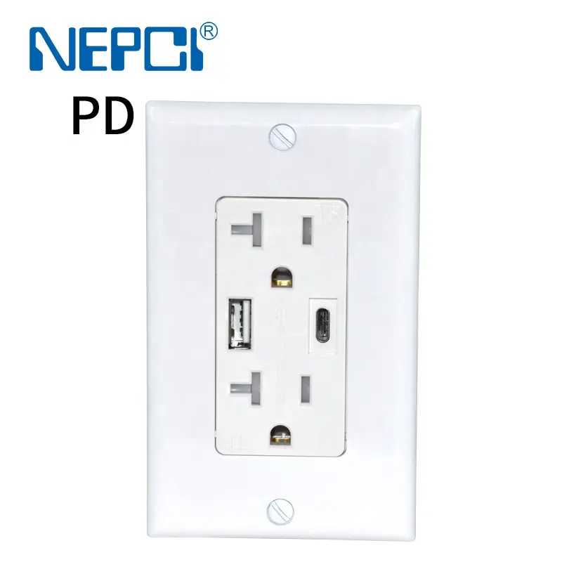 Nepci Nema 5-20r Ons Snel Opladen Usb Stopcontact Met Usb Type A En C XJY-USB-31-A-A/C