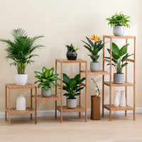 Étagère à fleurs multi-niveaux en bambou, non pliable, pour salon, intérieur/extérieur