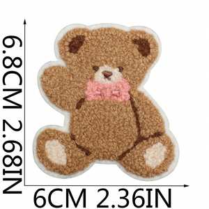 Parche Termoadhesivo de Poliéster Bordado con Diseño de Oso de Pelo Rizado, Pequeño Panda y Flor, para Decoración de Bolsos y Sombreros, Diseño de León, Envío en 7 Días - Product Image 2