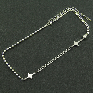 Splicing Cold Wind Light Luxury <b>Titanium</b> Steel Neck <b>Chain</b>, Flash Star Bead <b>Chain</b> Short Necklace Tanjing Fashion Lijing Necklace - Product Image 3