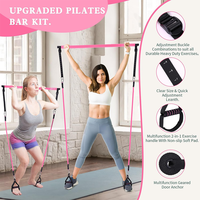 180lbs Gym Réglable 3-Section Pilates Bar Stick Avec Bandes Empilables Poignées Porte Ancre Pilates Bar Kit Avec Bandes De Résistance