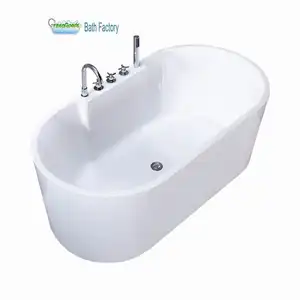CE Hotel Bathroom Project 1200mm Small Dimensions Adult Bath Tubs Oval Extra Deep Soaking Acrylic Resin Freestanding Bathtubs