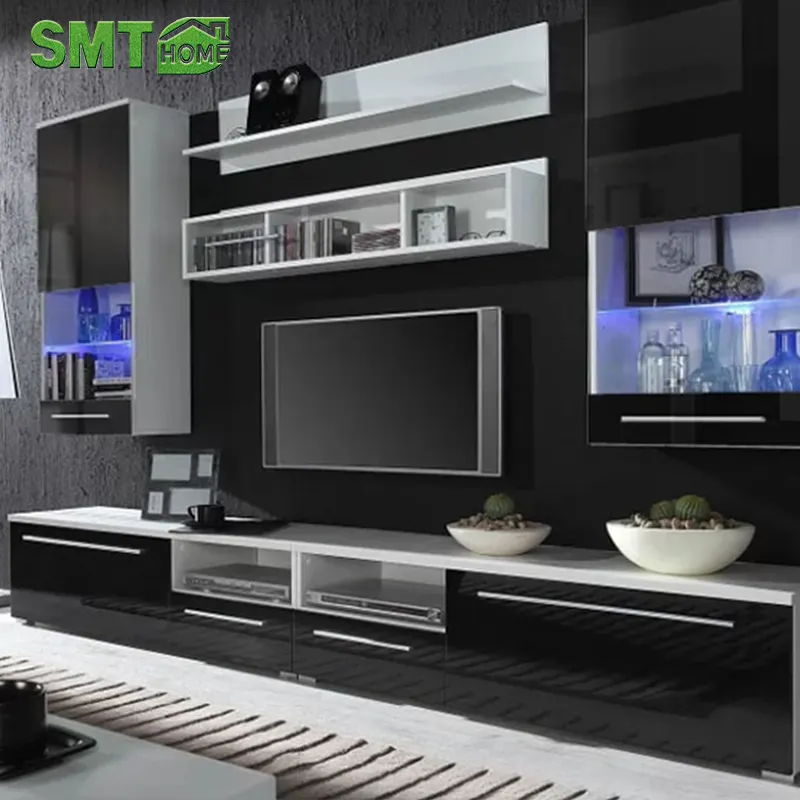 2022 soggiorno in legno 75 pollici tv di lusso a parete porta tv mobili moderni