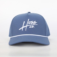 Gorra de Béisbol de 5 Paneles con Logotipo Bordado Personalizado al por Mayor, de Alta Calidad, con Certificación BSCI, Gorras de Poliéster Azul, con Orificios Cortados con Láser, a la Moda