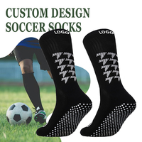 Chaussettes de football en coton personnalisées de haute qualité pour hommes, chaussettes de sport antidérapantes avec grip, design personnalisé pour l'entraînement au football