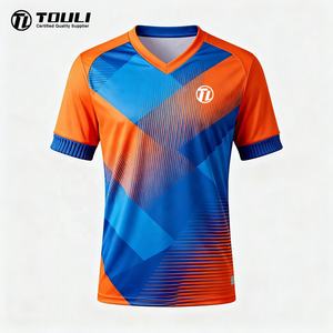 Conjunto Esportivo Masculino de Secagem Rápida em Fibra 100% Poliéster com Manga Curta para Futebol Estilo Masculino - Product Image 1