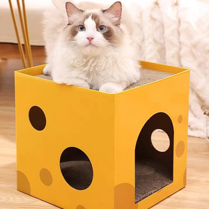 Wholesale Corrugated <b>Cat</b> <b>Scratcher</b> <b>Cardboard</b> Cheese Design <b>Cat</b> House Pet Nest for Scratching and Resting - Product Image 2