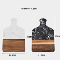 Planche à découper en bois d'acacia personnalisée pour la cuisine, pour servir des steaks, des fruits, du fromage, plateaux de service, planche à découper en bois marbré avec poignée